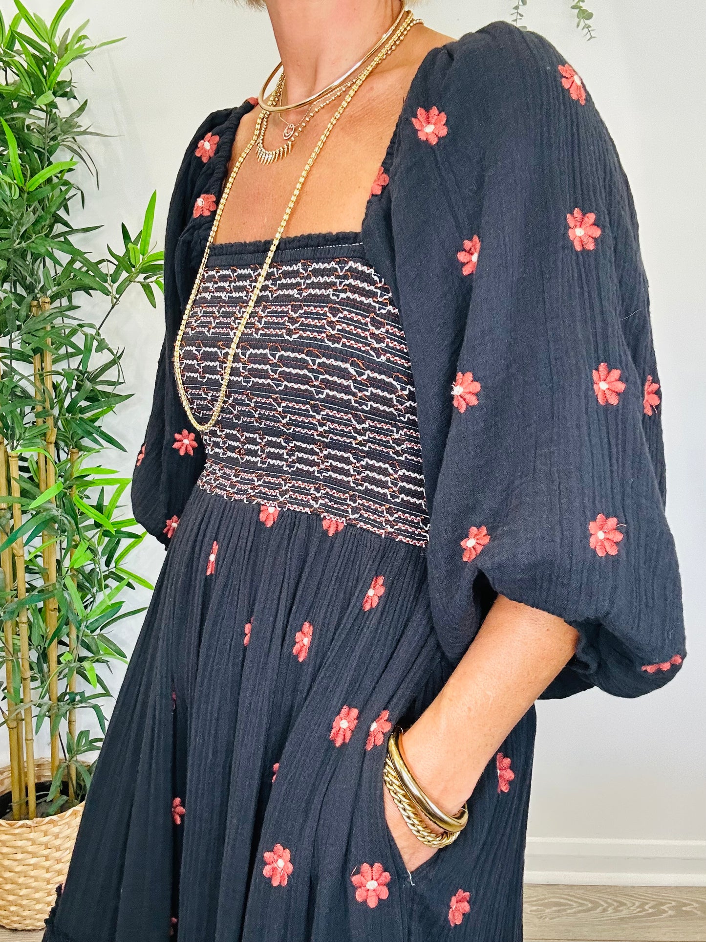 Embroidered Cotton Dress - Size S