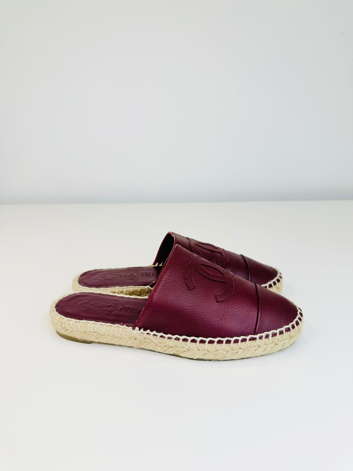 Leather Espadrille Mules - Size 36