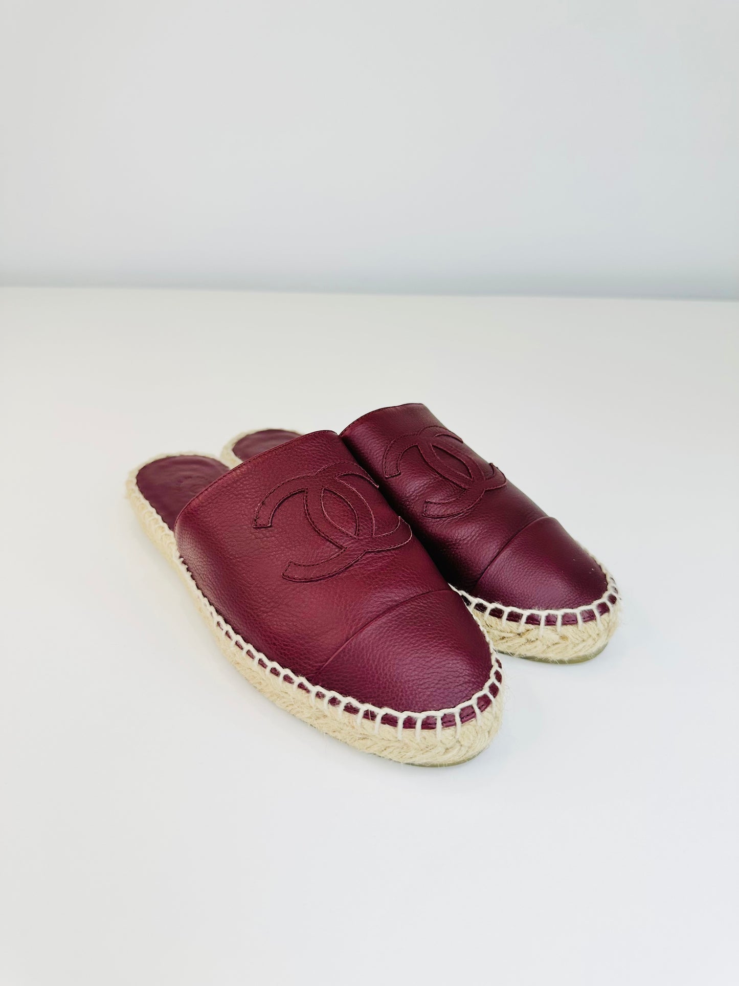 Leather Espadrille Mules - Size 36