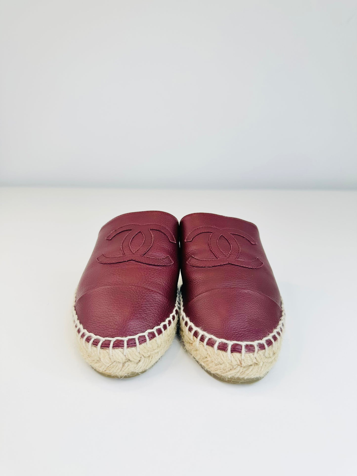 Leather Espadrille Mules - Size 36