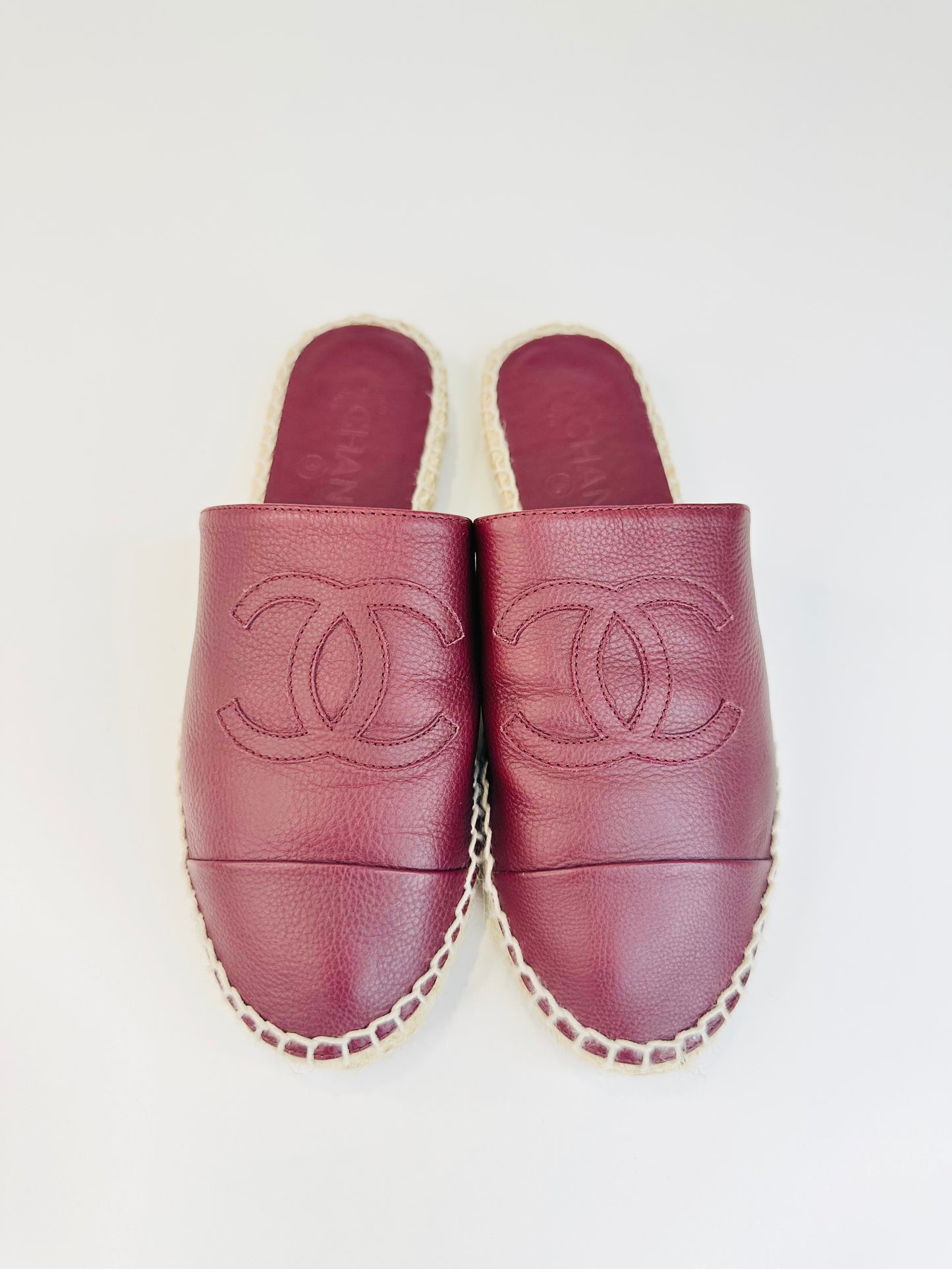 Leather Espadrille Mules - Size 36