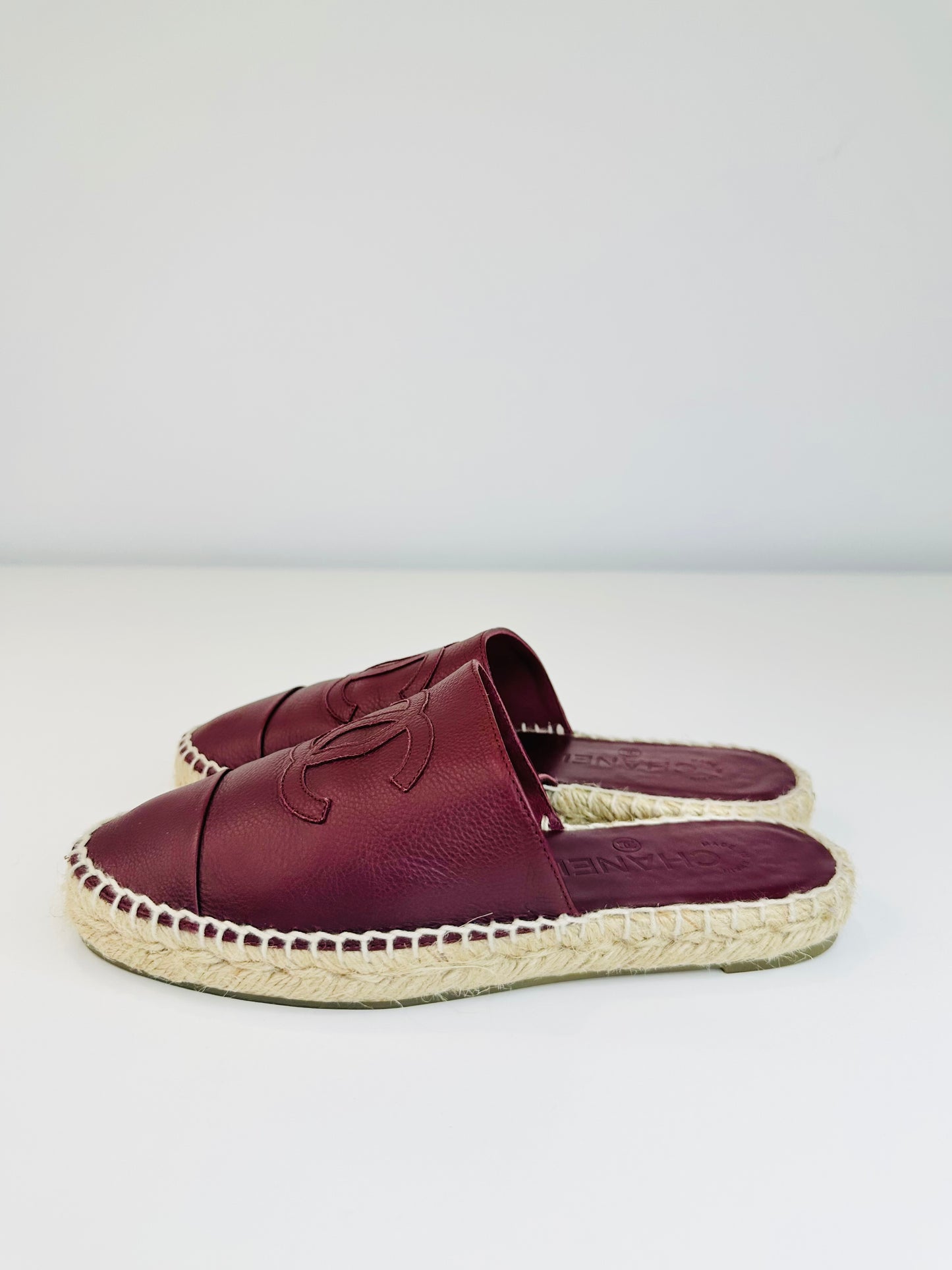 Leather Espadrille Mules - Size 36