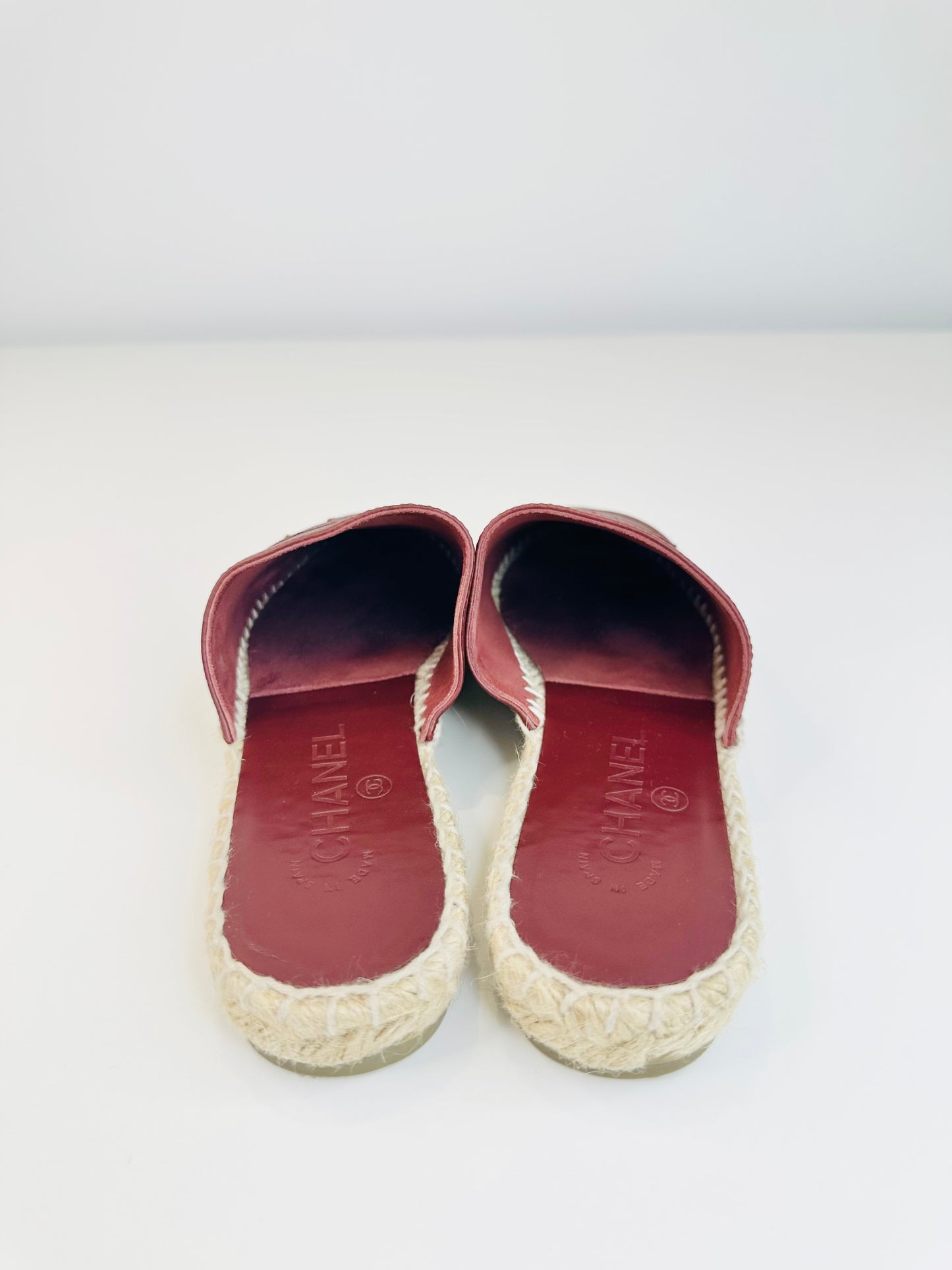 Leather Espadrille Mules - Size 36