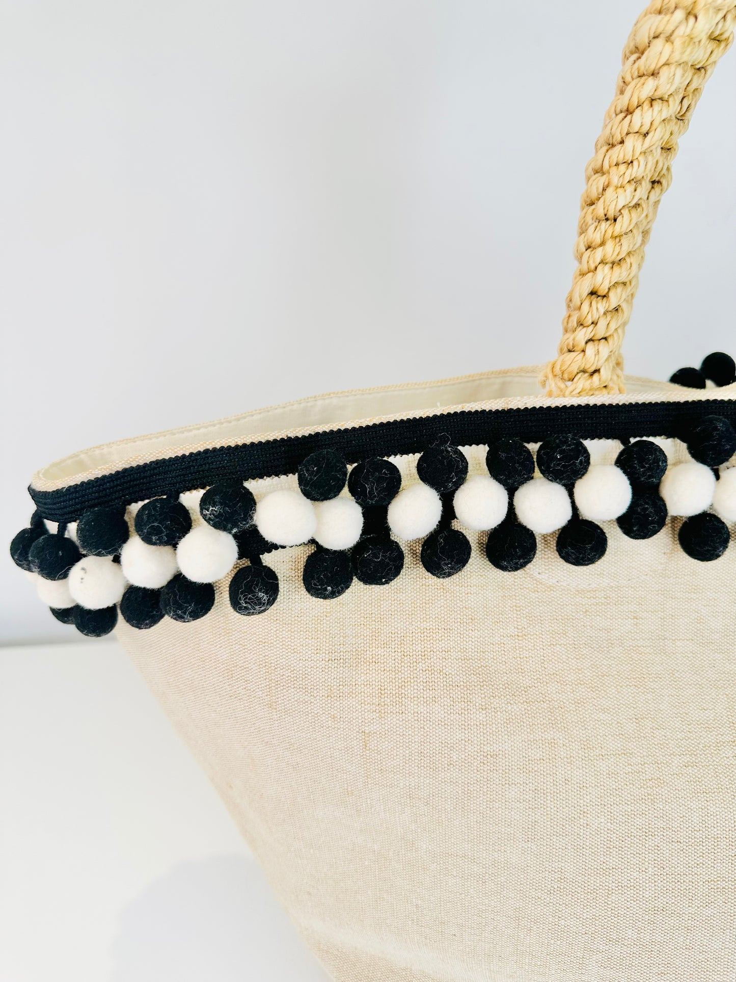 Canvas Pompom Tote