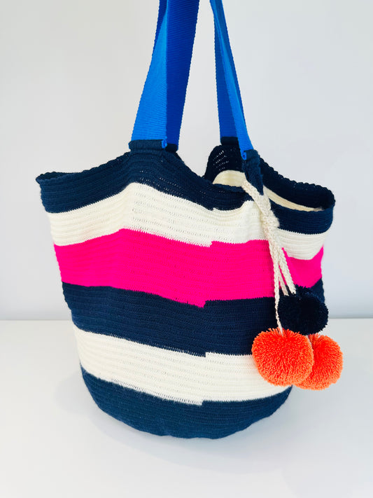 Knitted Pompom Tote