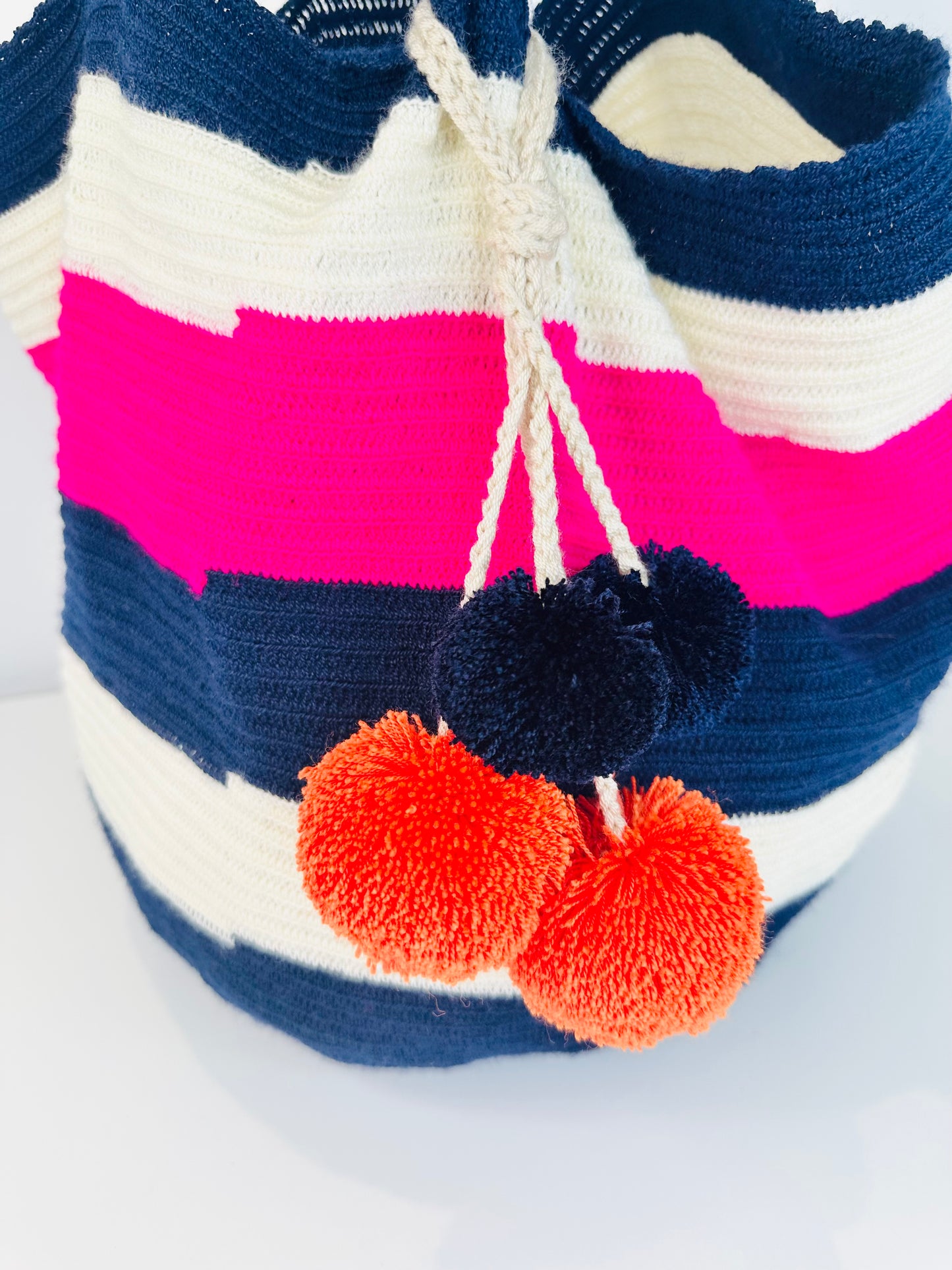 Knitted Pompom Tote