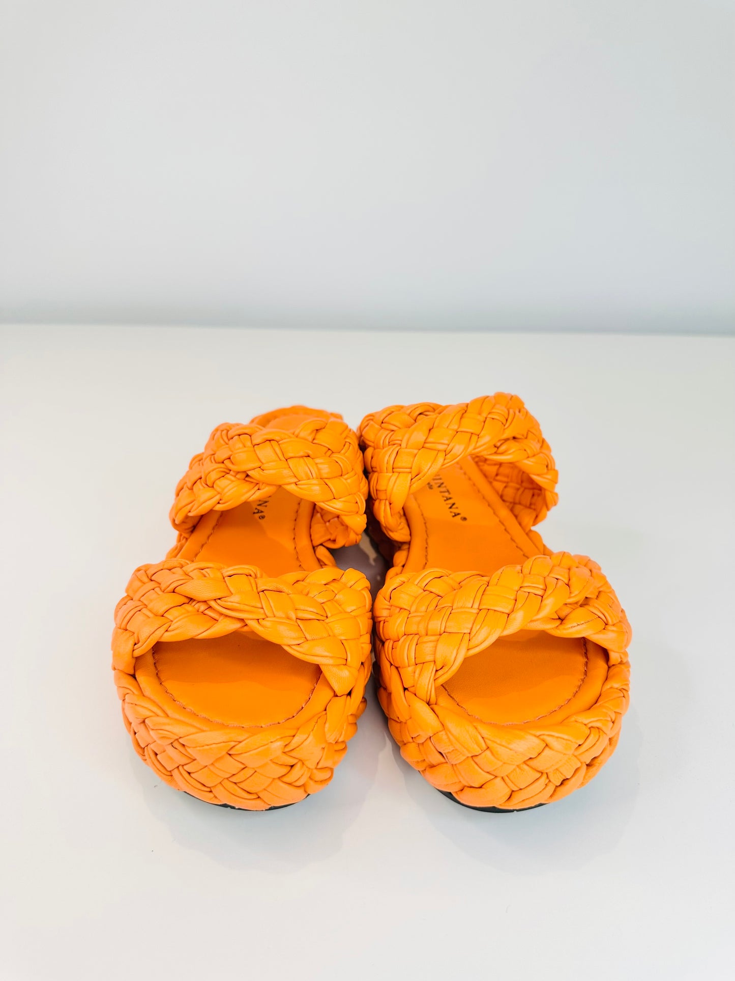 Braided Leather Platform Sandals - Size 39