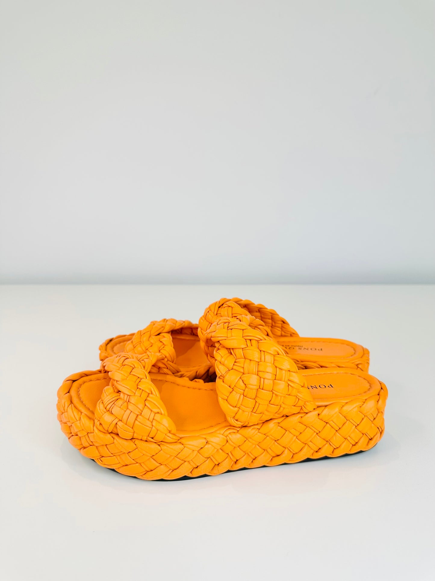 Braided Leather Platform Sandals - Size 39