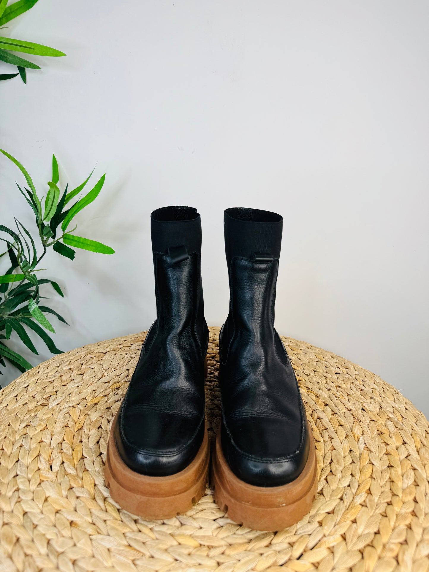 Chunky Leather Boots - Size 39