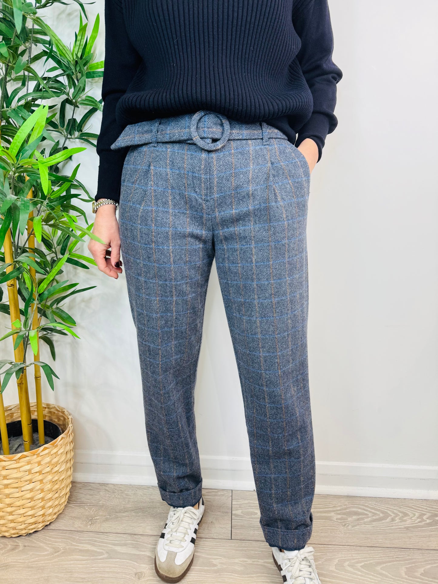 Wool Check Trousers - Size 36