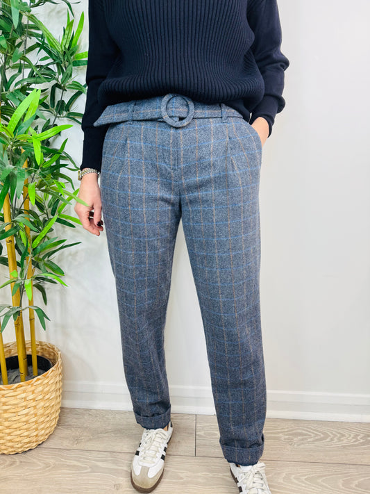 Wool Check Trousers - Size 36