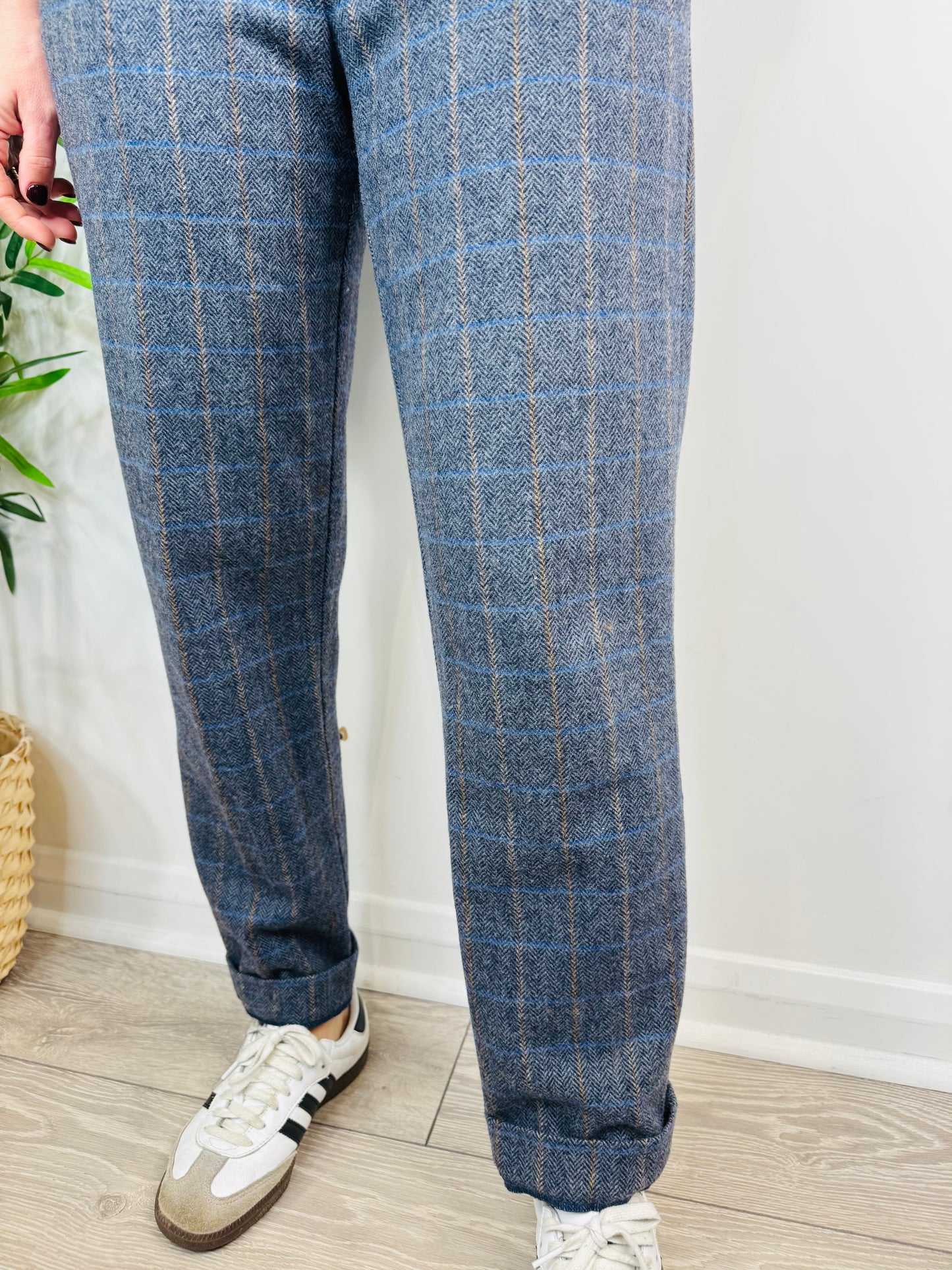 Wool Check Trousers - Size 36