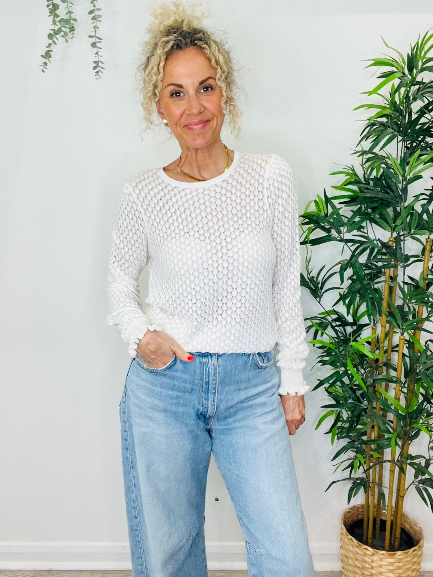 Pointelle Knit Top - Size M