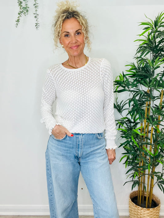 Pointelle Knit Top - Size M