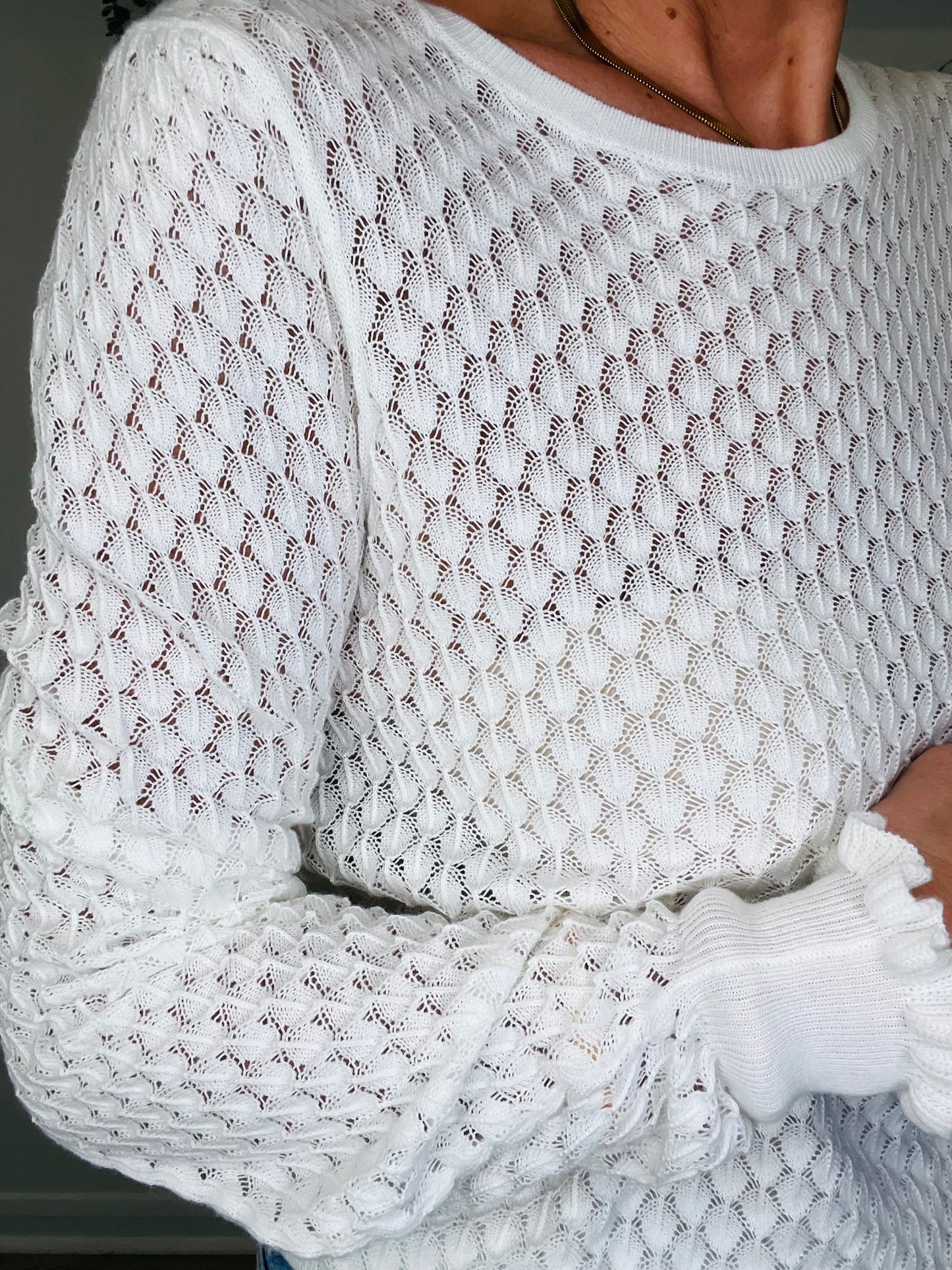 Pointelle Knit Top - Size M