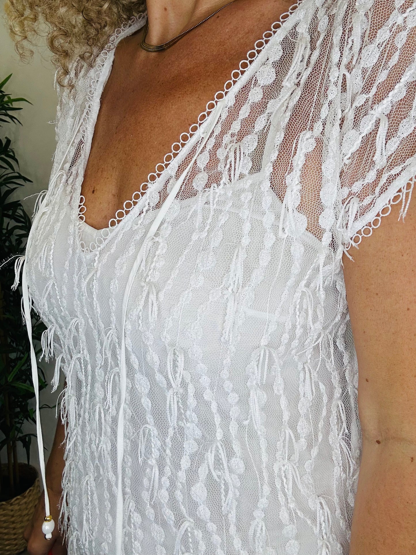 Fringed Mesh Cover-up - Size S