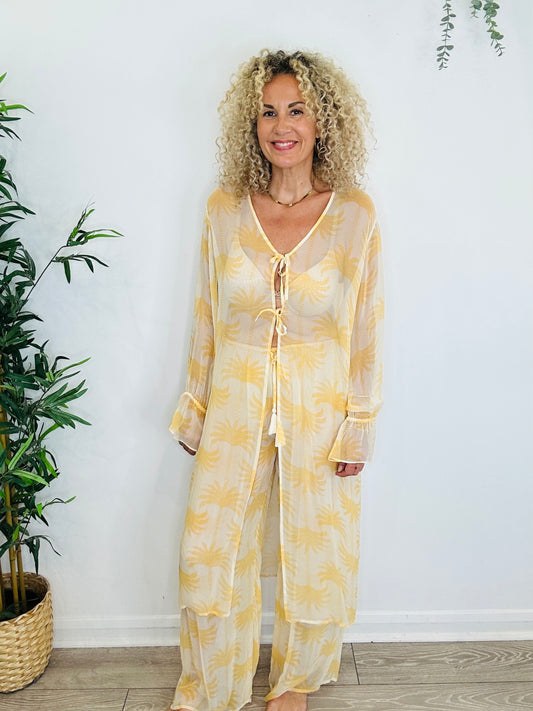 Sheer Cover-up & Trousers Set - Size M