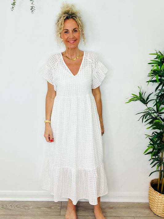 Woven Check Dress - Size 38