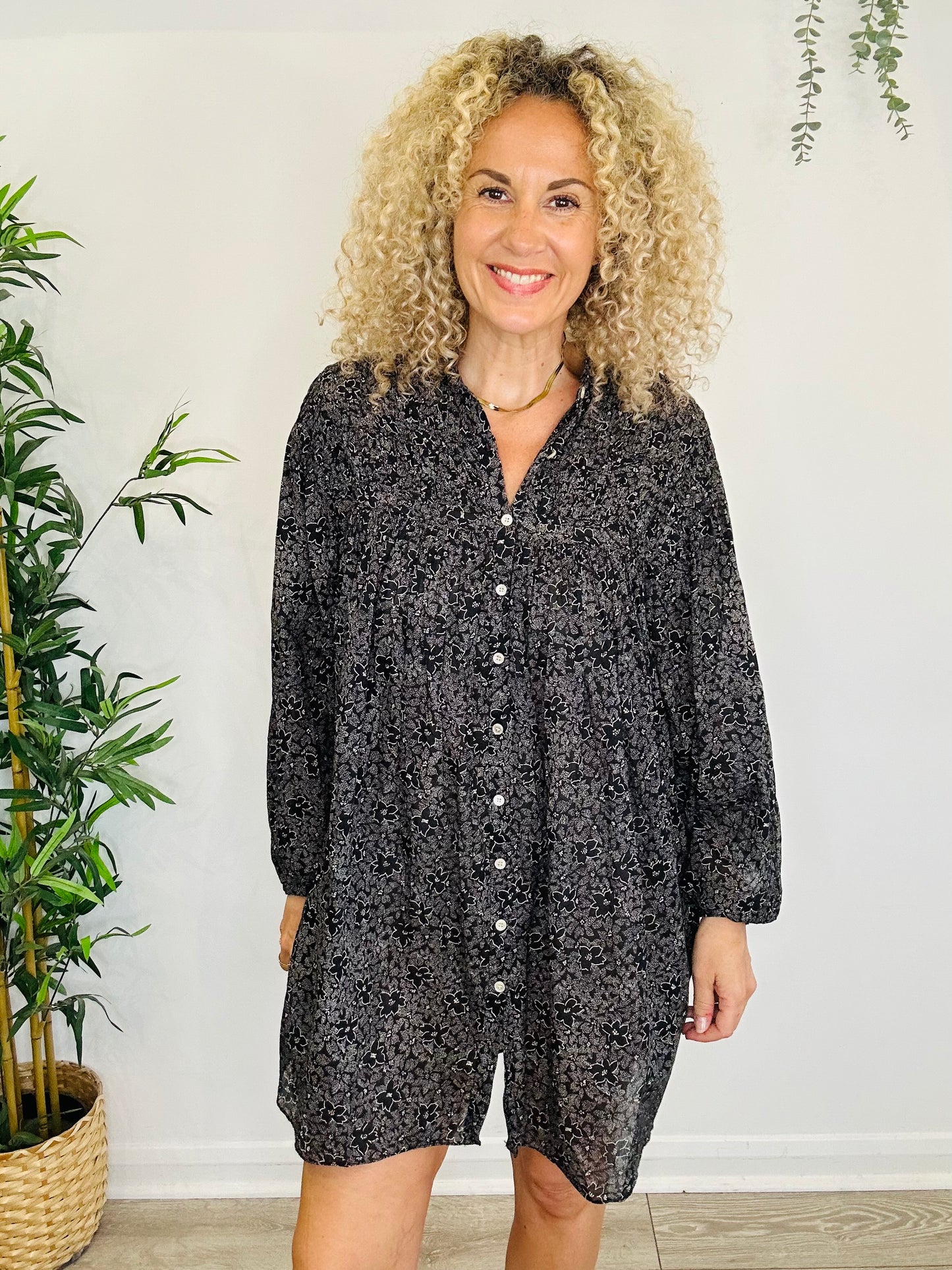 Short Floral Cotton Dress - Size 38