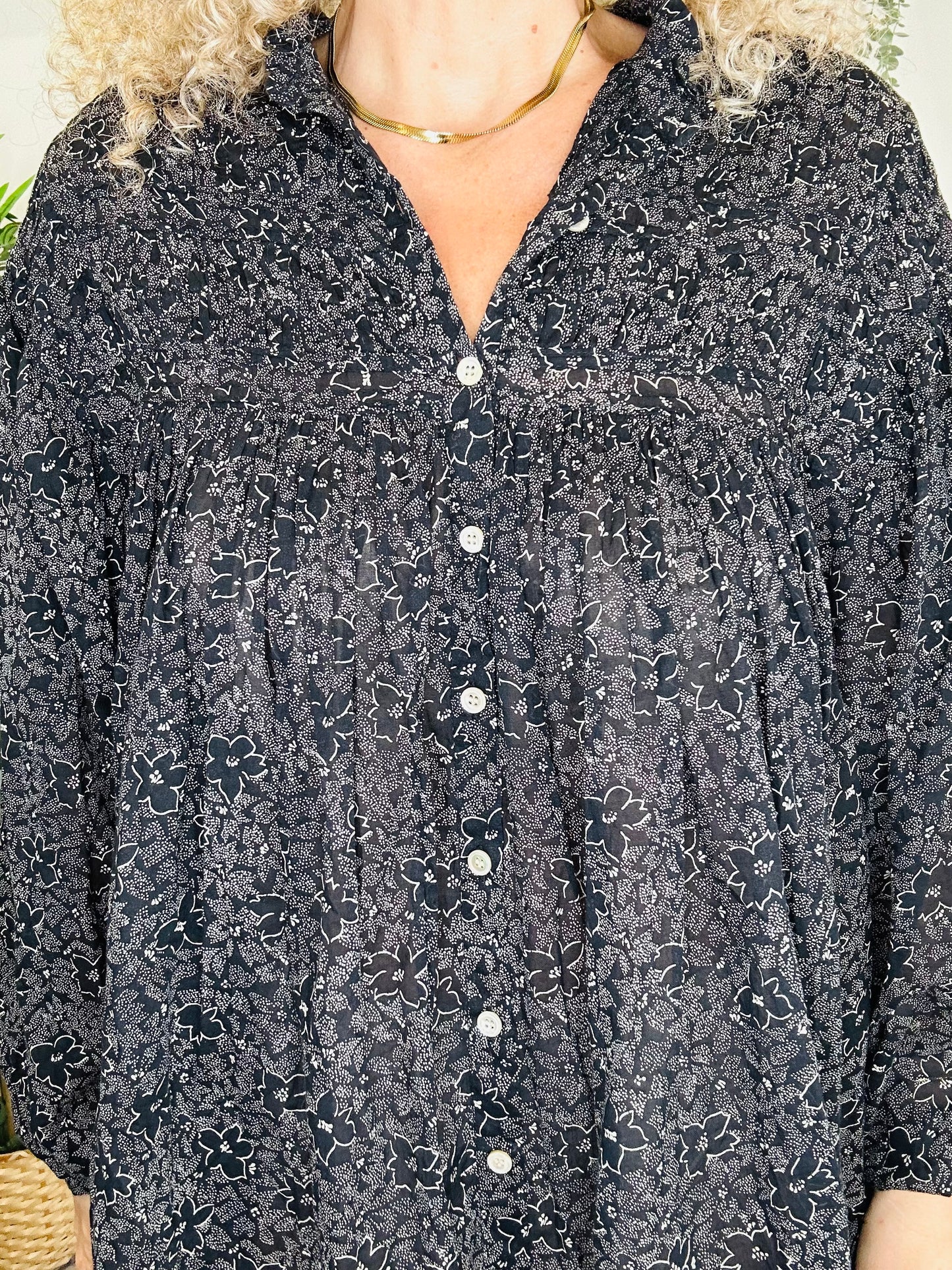 Short Floral Cotton Dress - Size 38