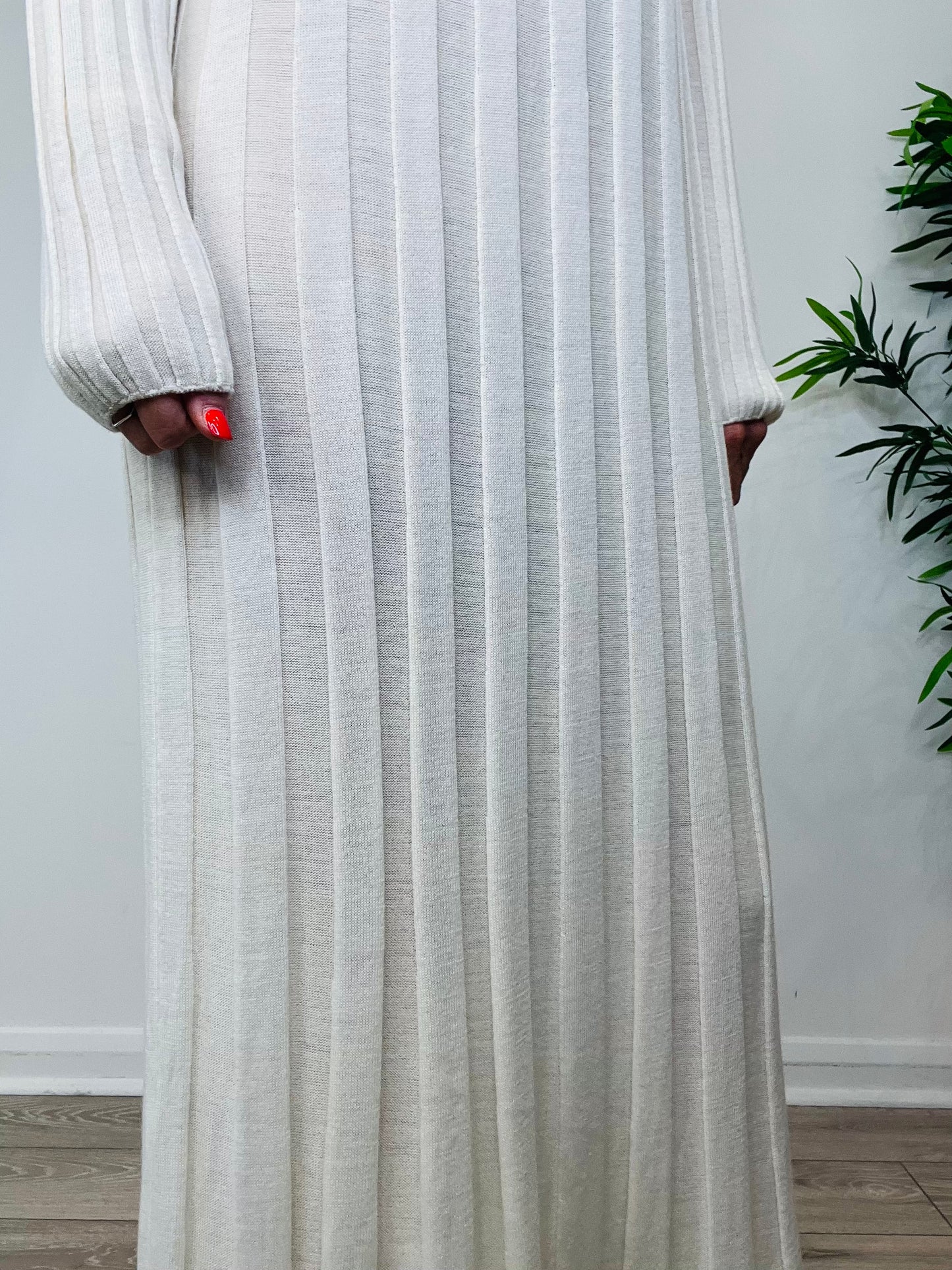 Ribbed Knit Maxi Dress - Size 38