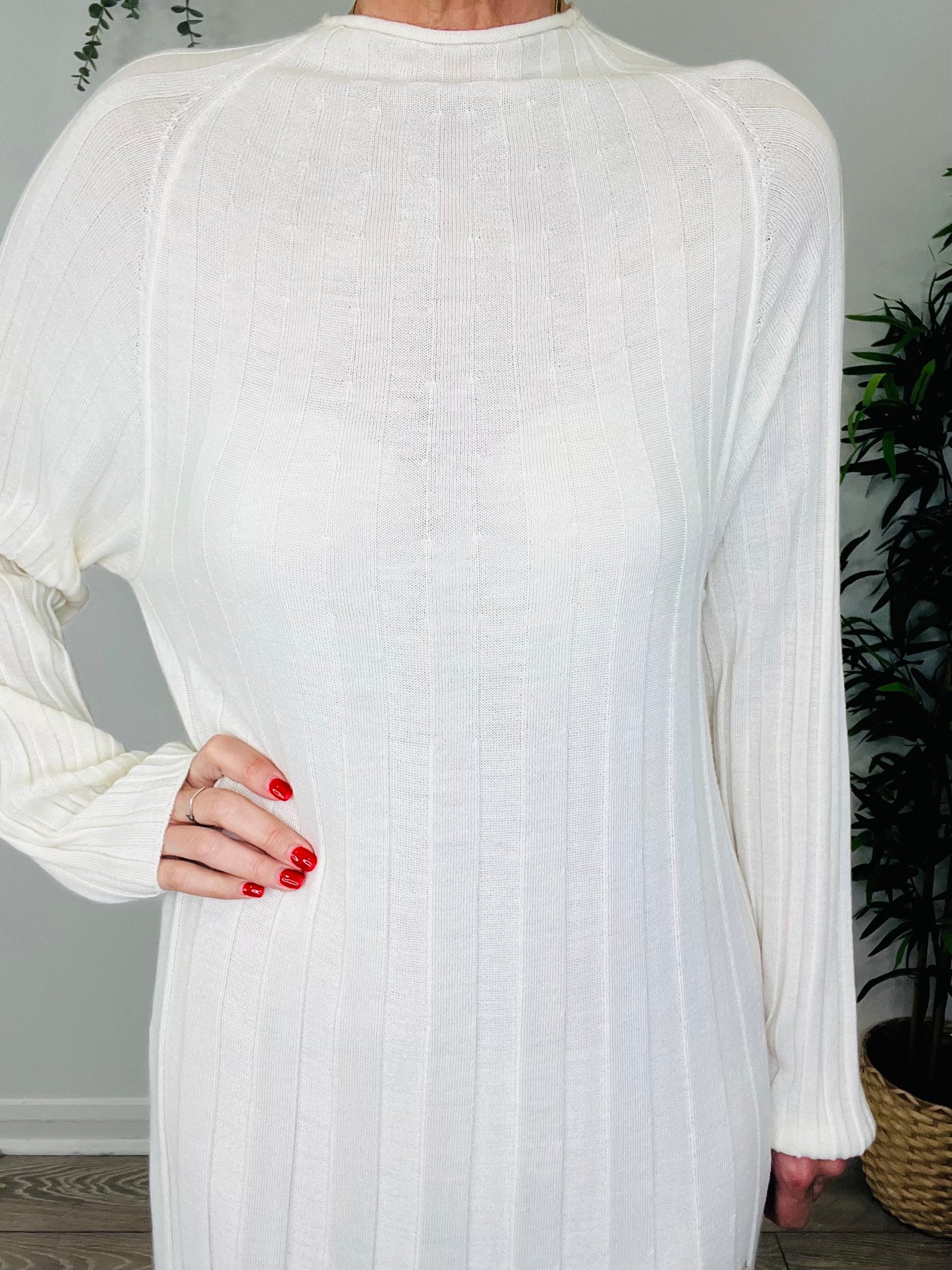 Ribbed Knit Maxi Dress - Size 38