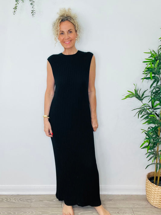 Ribbed Knit Maxi Dress - Size L