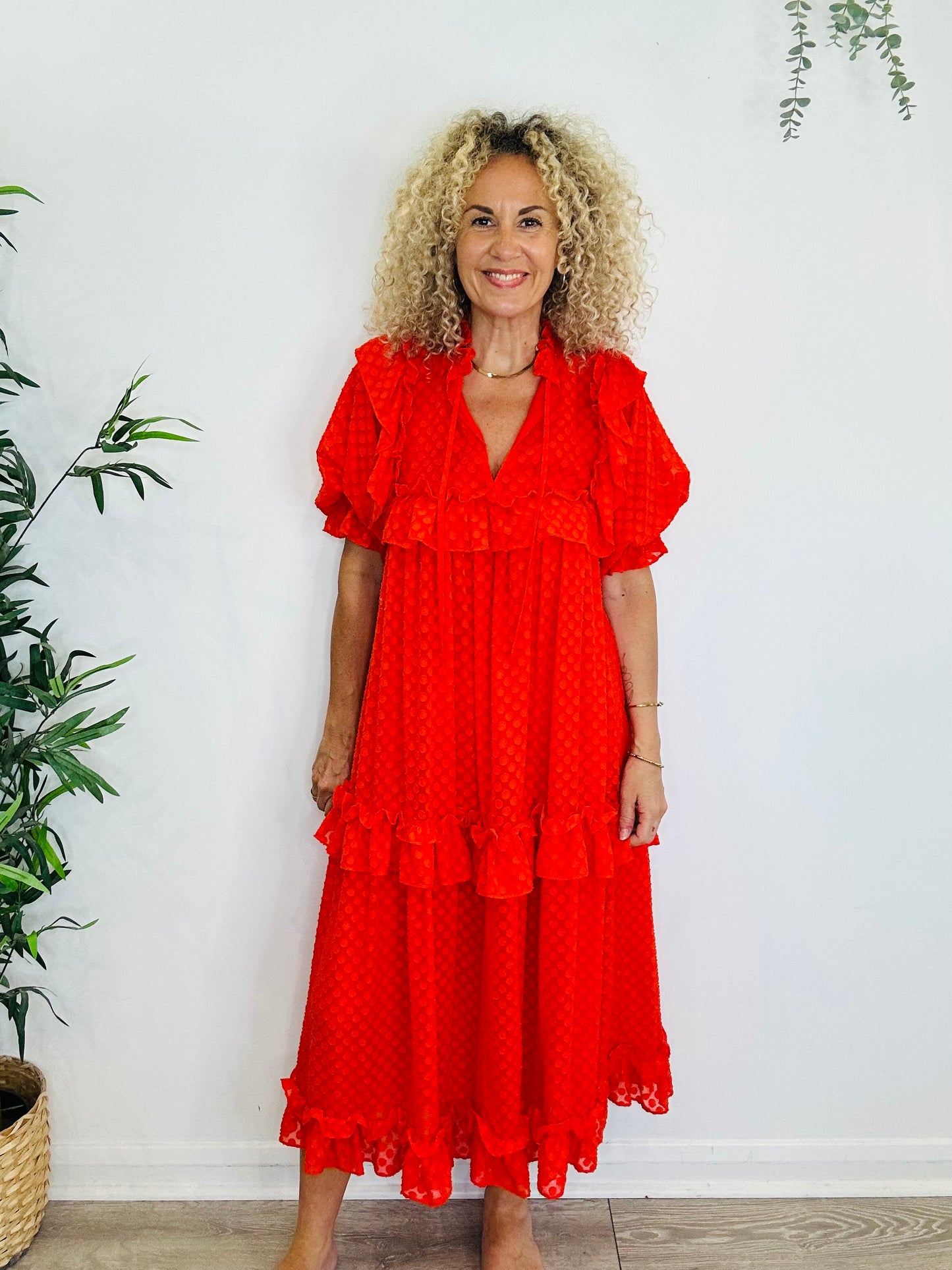 Frill Tiered Dress - Size 34