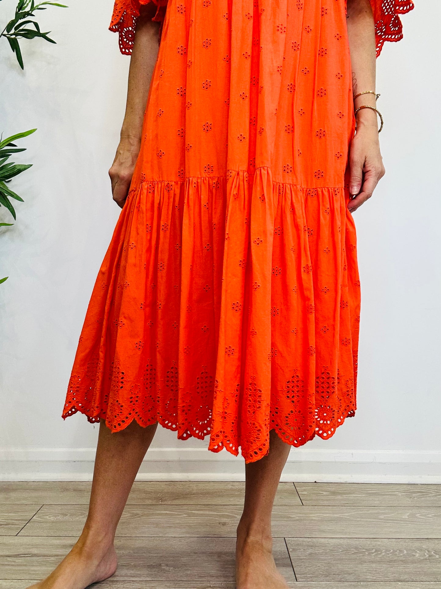 Broderie Cotton Dress - Size 34