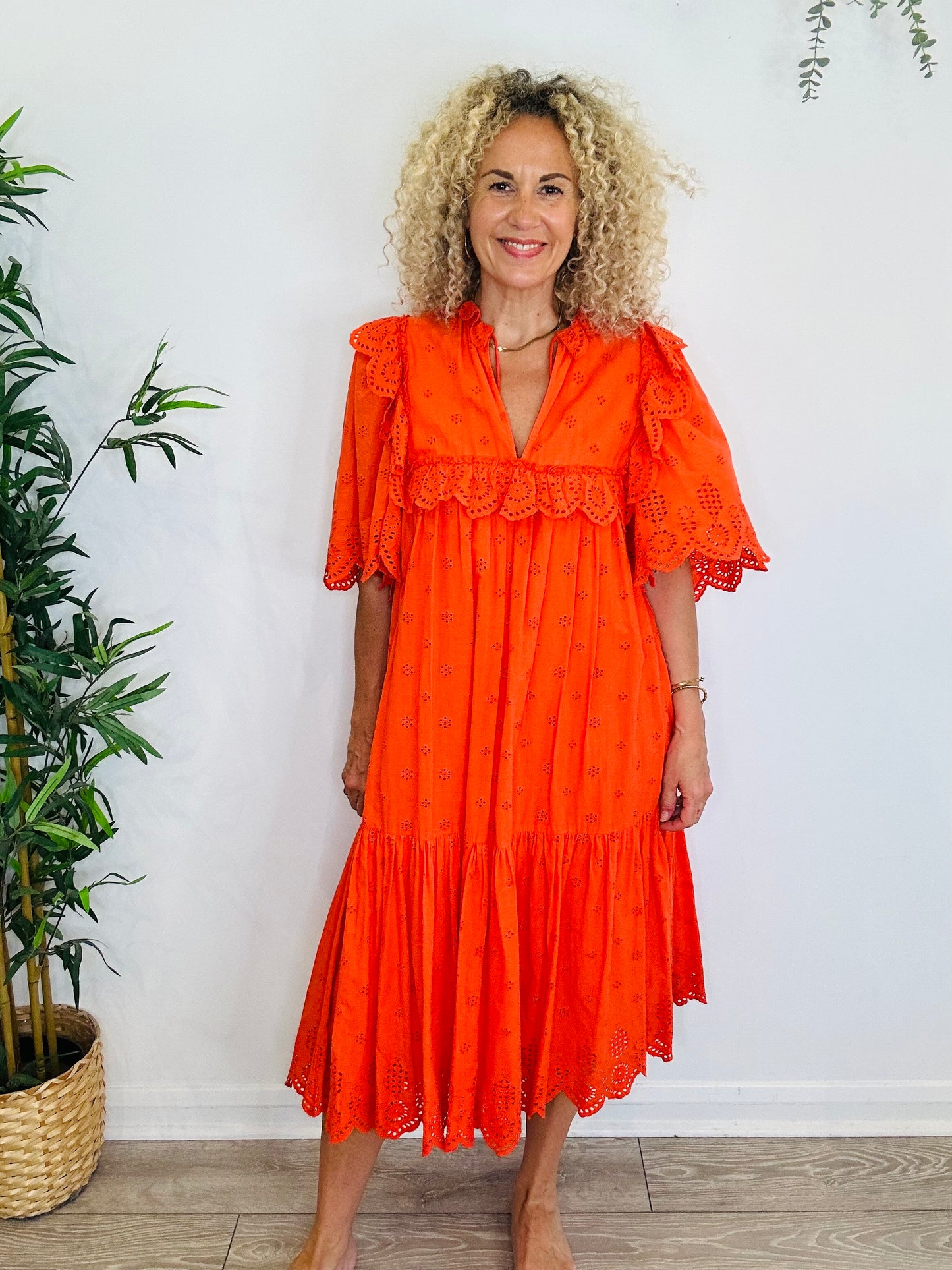 Broderie Cotton Dress - Size 34