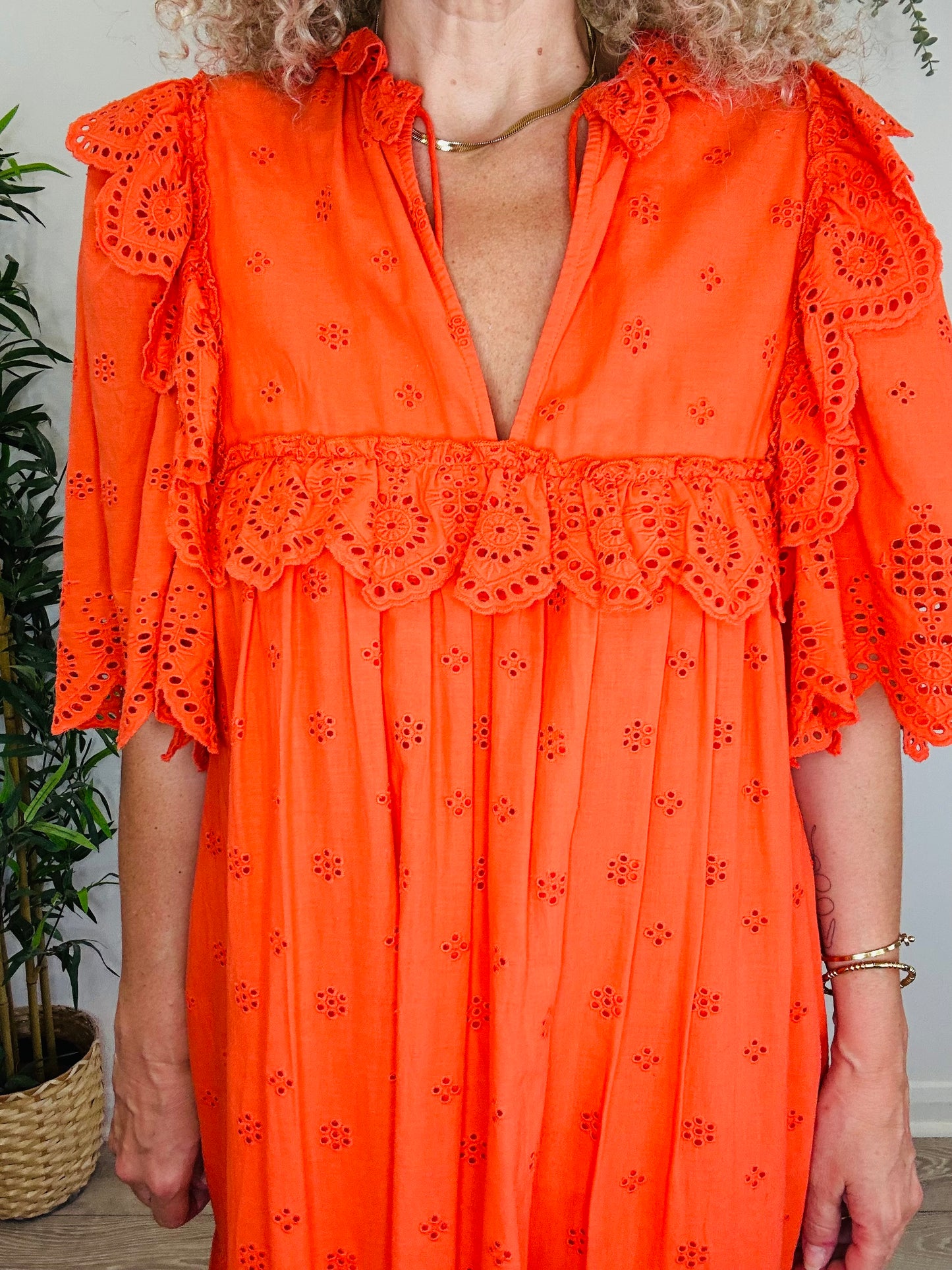 Broderie Cotton Dress - Size 34