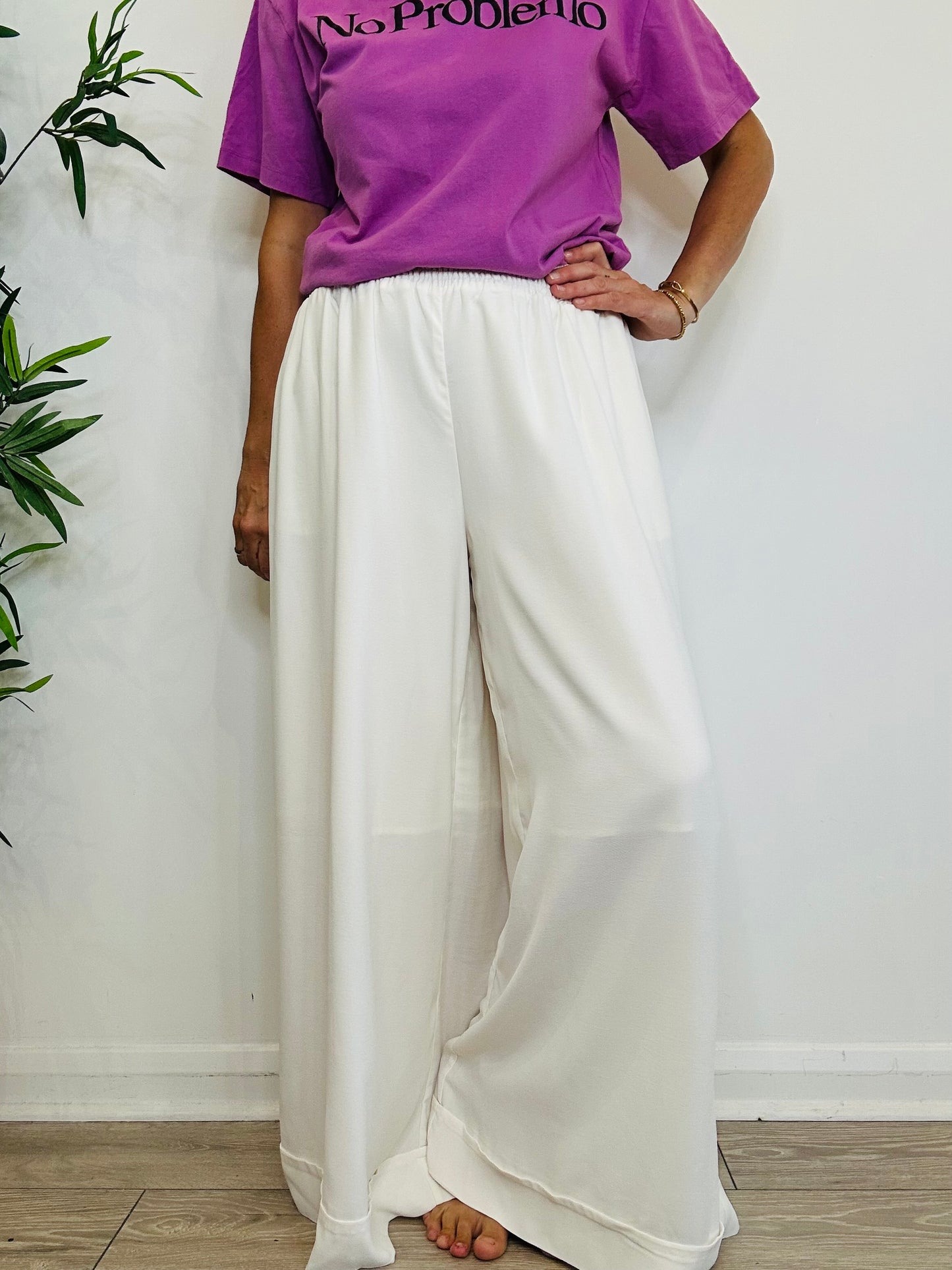 Wide Leg Trousers - Size S