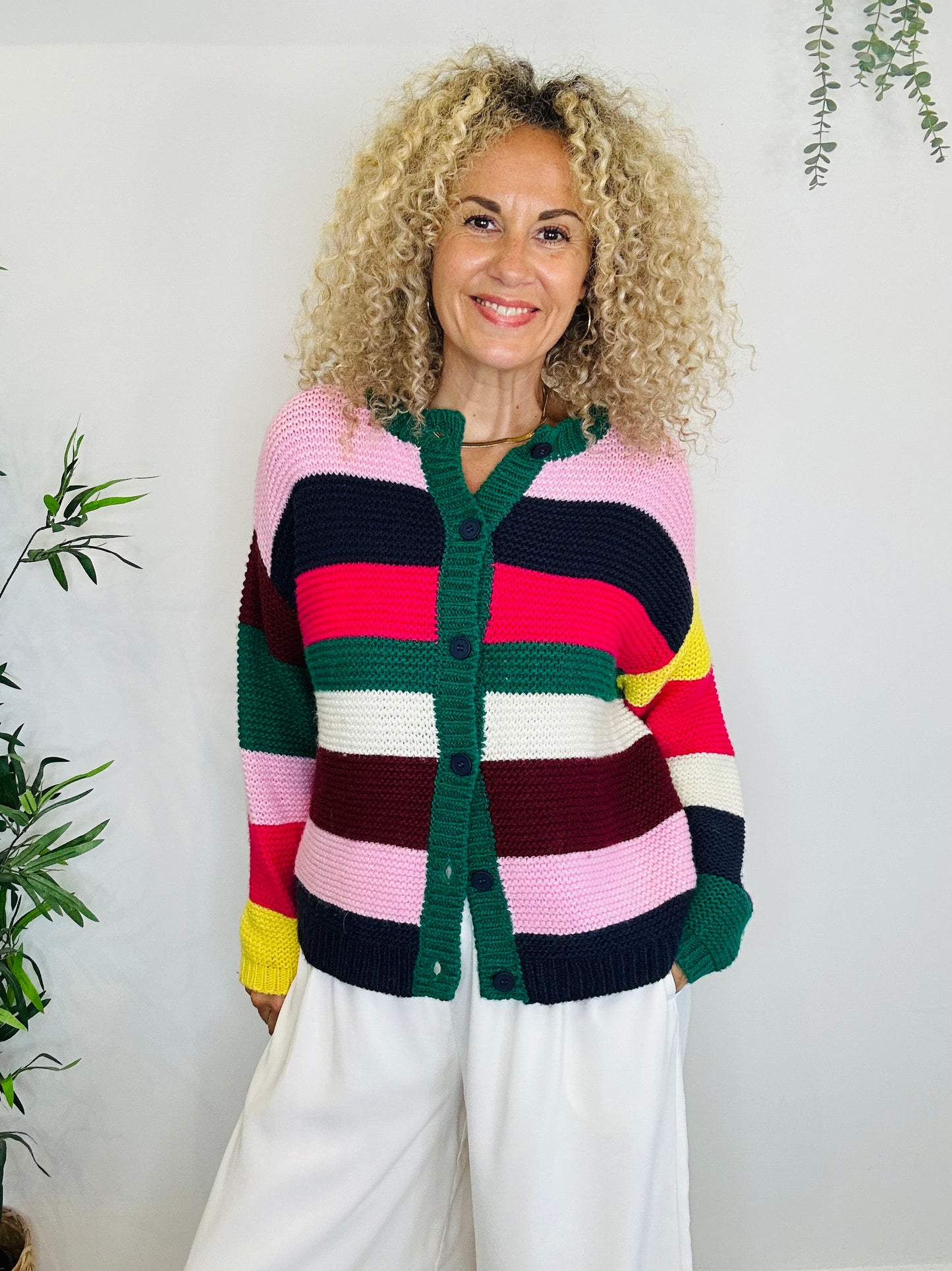 Striped Knitted Cardigan - Size M