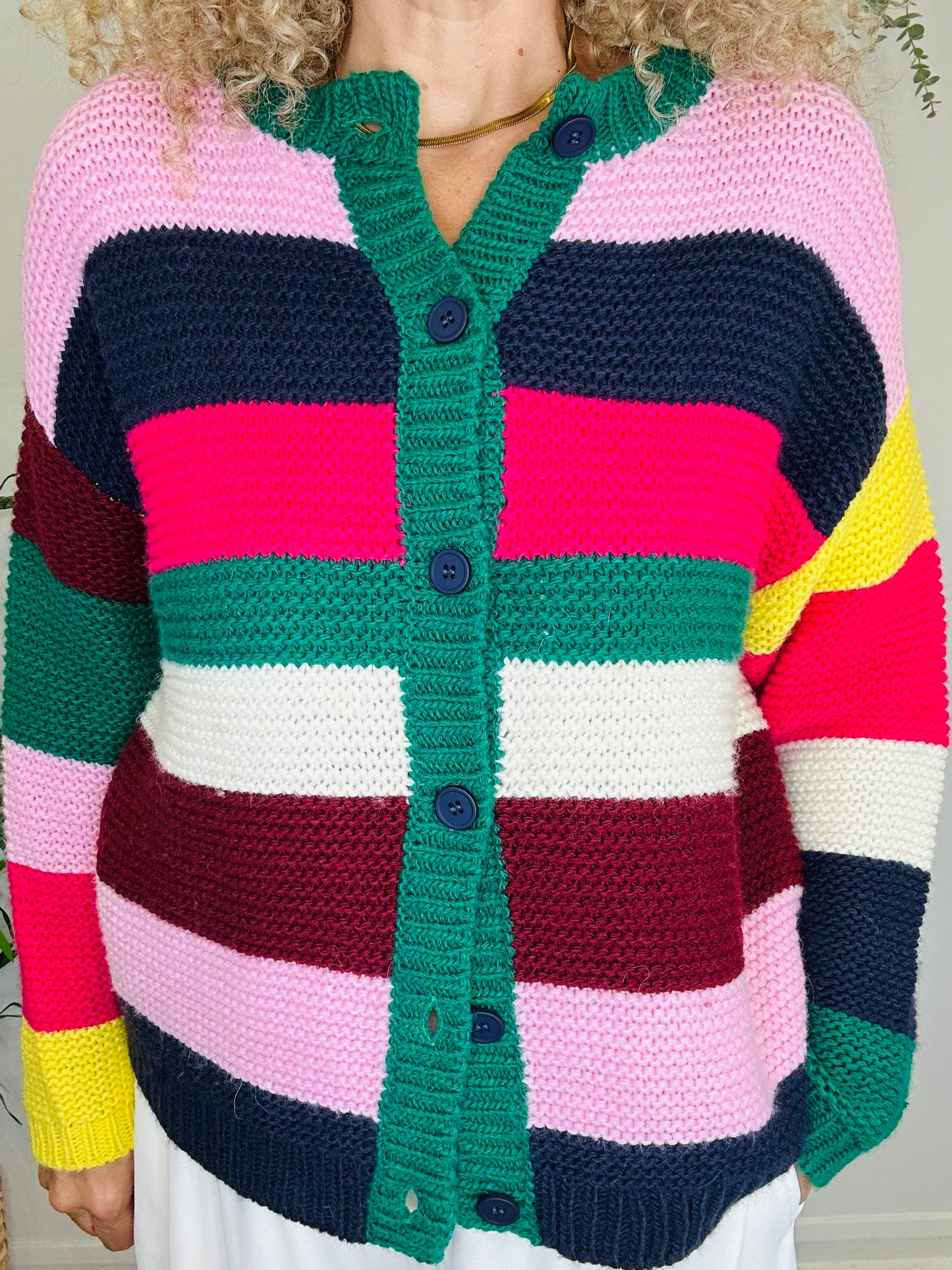 Striped Knitted Cardigan - Size M