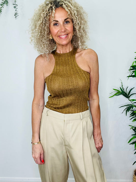 Metallic Ribbed Top - Size M