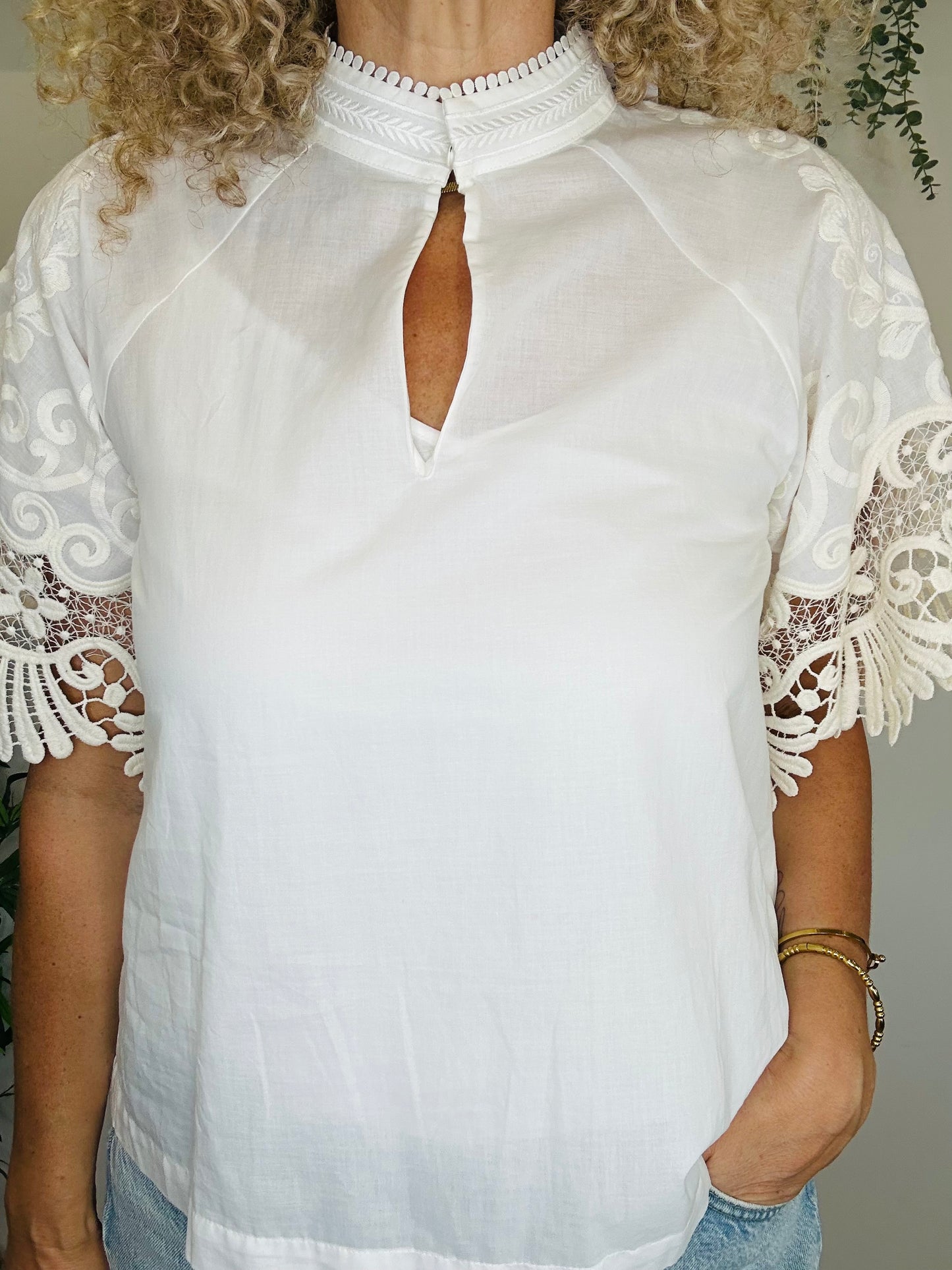 Embroidered Cotton Top - Size 34
