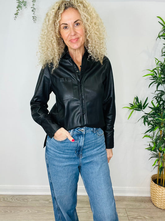 Faux Leather Shirt - Size 10