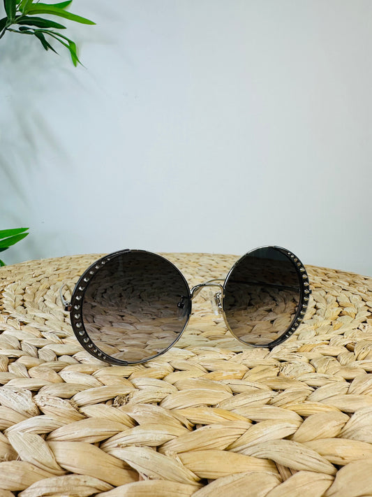 Studded Round Frame Sunglasses