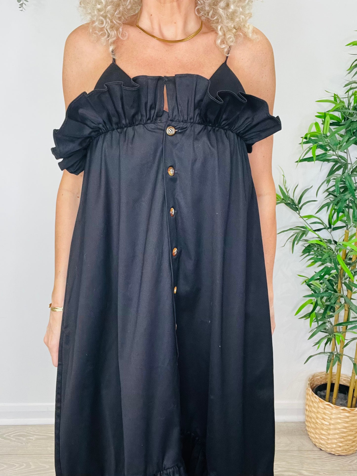 Frill Cotton Dress - Size M