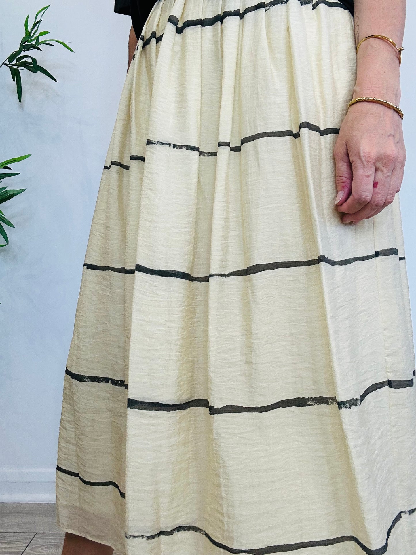 Striped Midi Skirt - Size 36