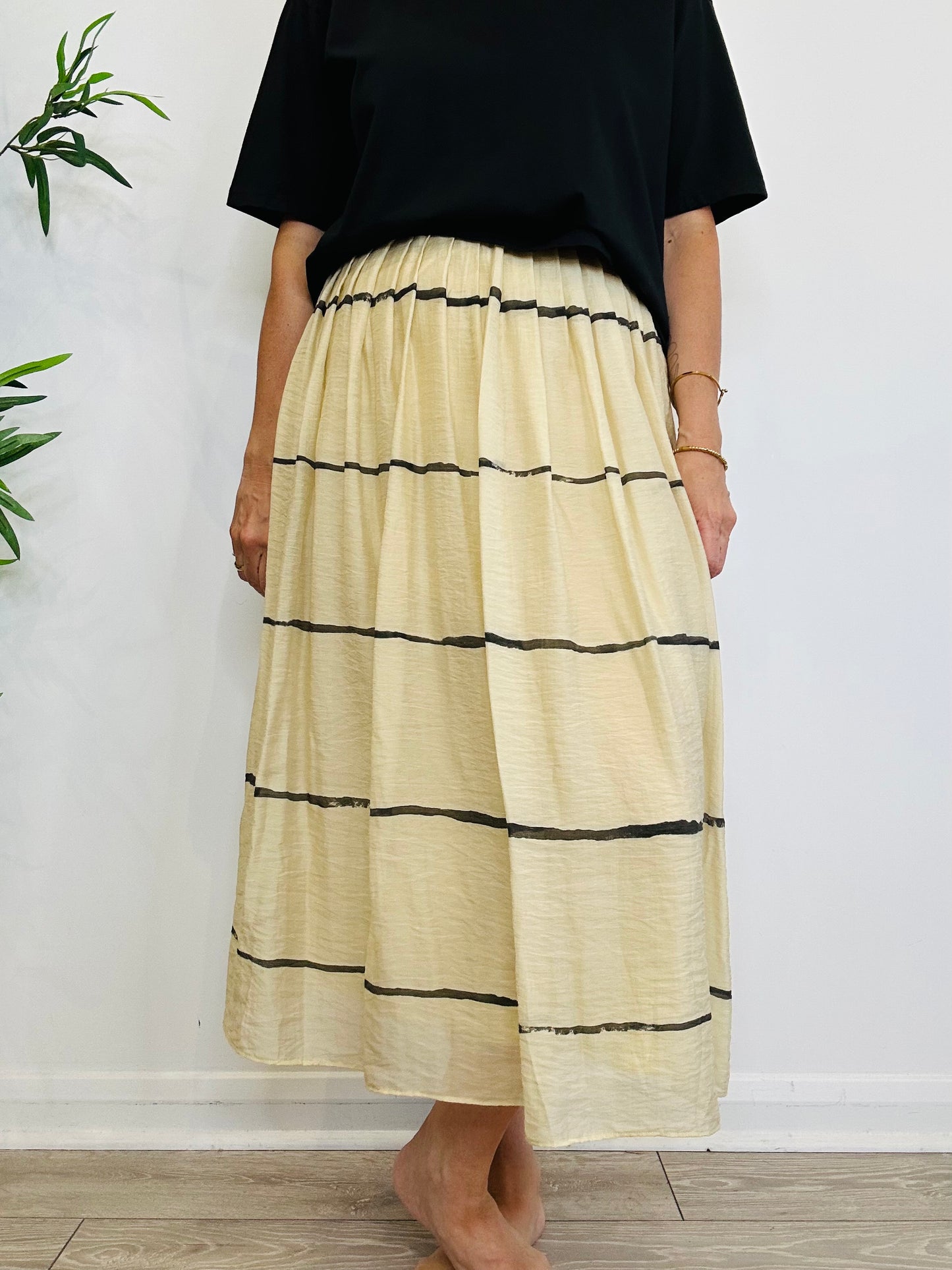 Striped Midi Skirt - Size 36
