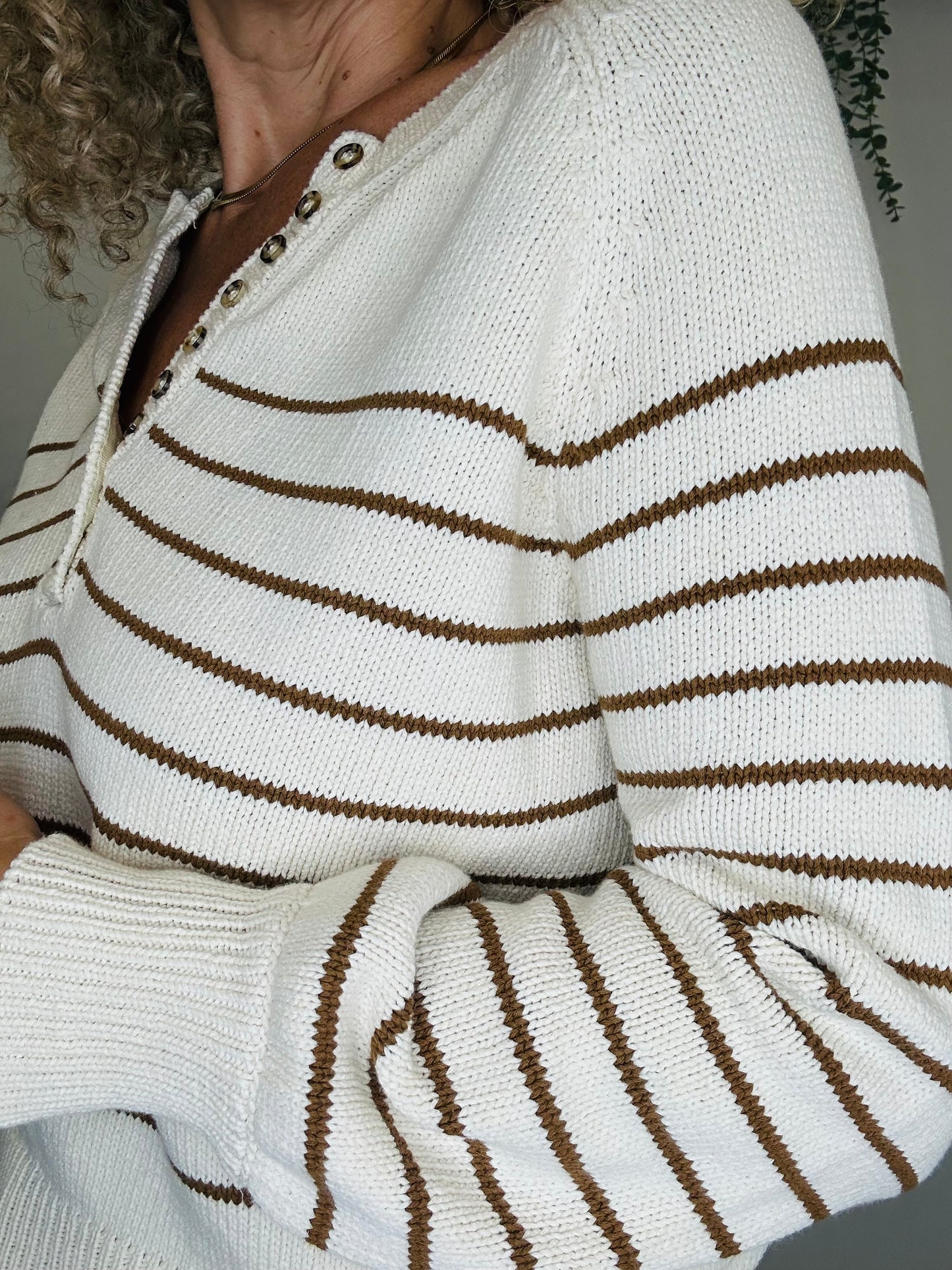 Striped Henley Jumper - Size XS