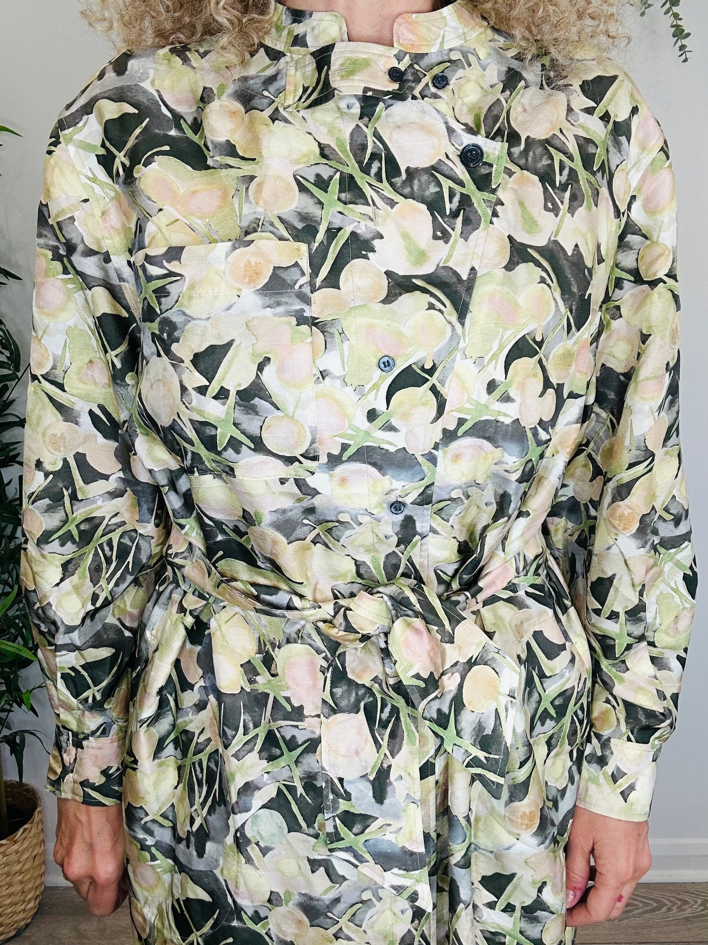 Silk Shirt Dress - Size 36