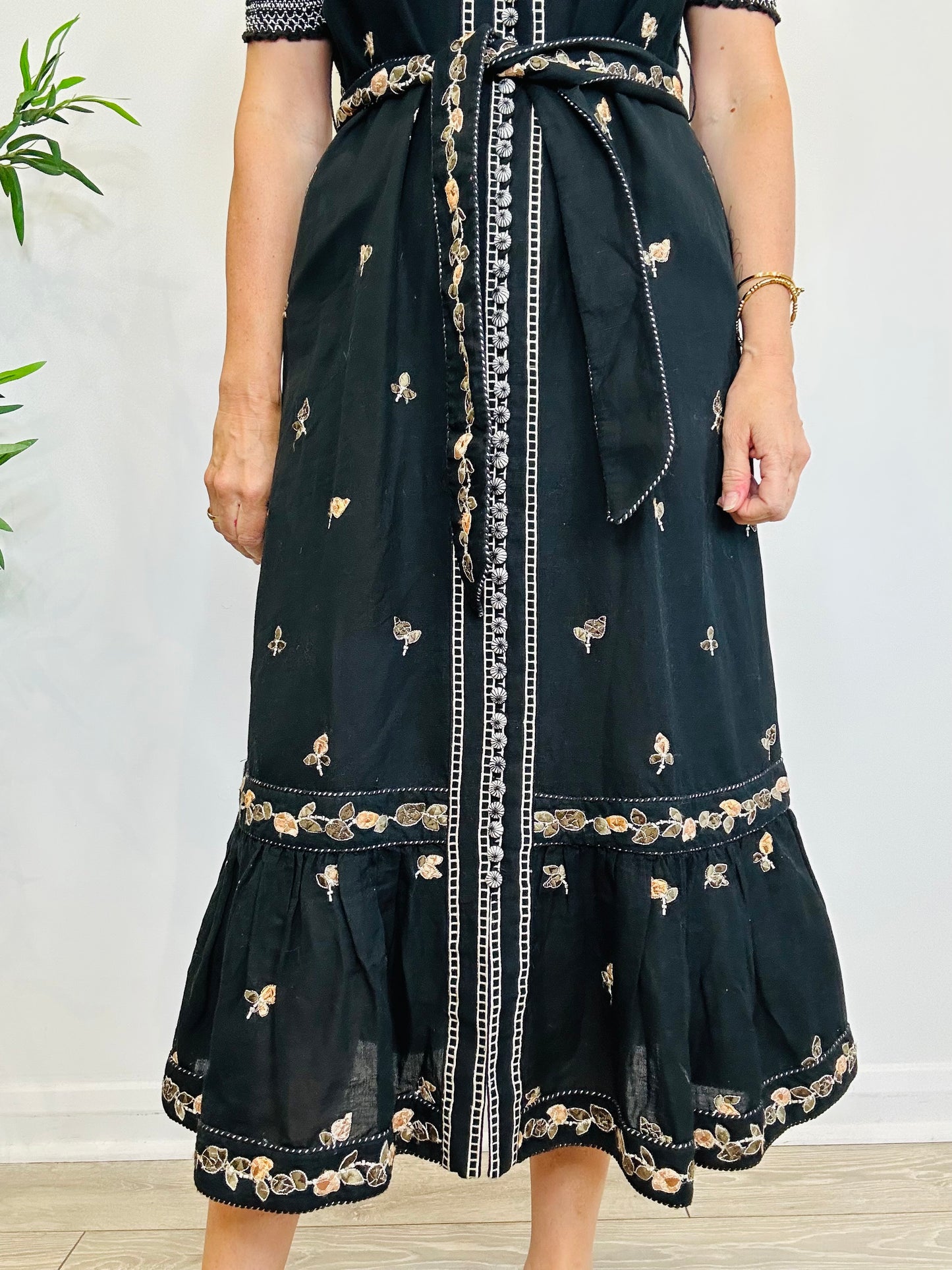 Embroidered Linen Dress - Size XS