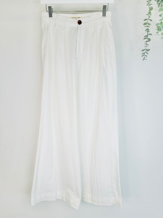 Wide Leg Cotton Trousers - Size 8