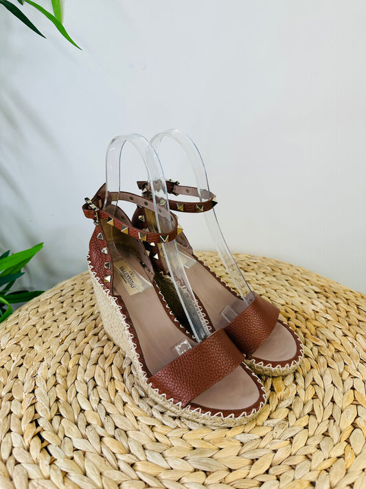 Rock Stud Wedge Sandals - Size 38