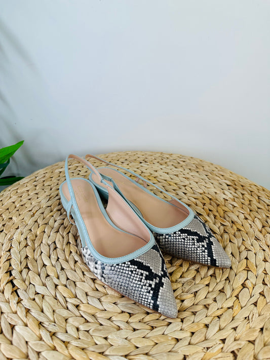 Snakeskin Print Slingbacks - Size 39.5