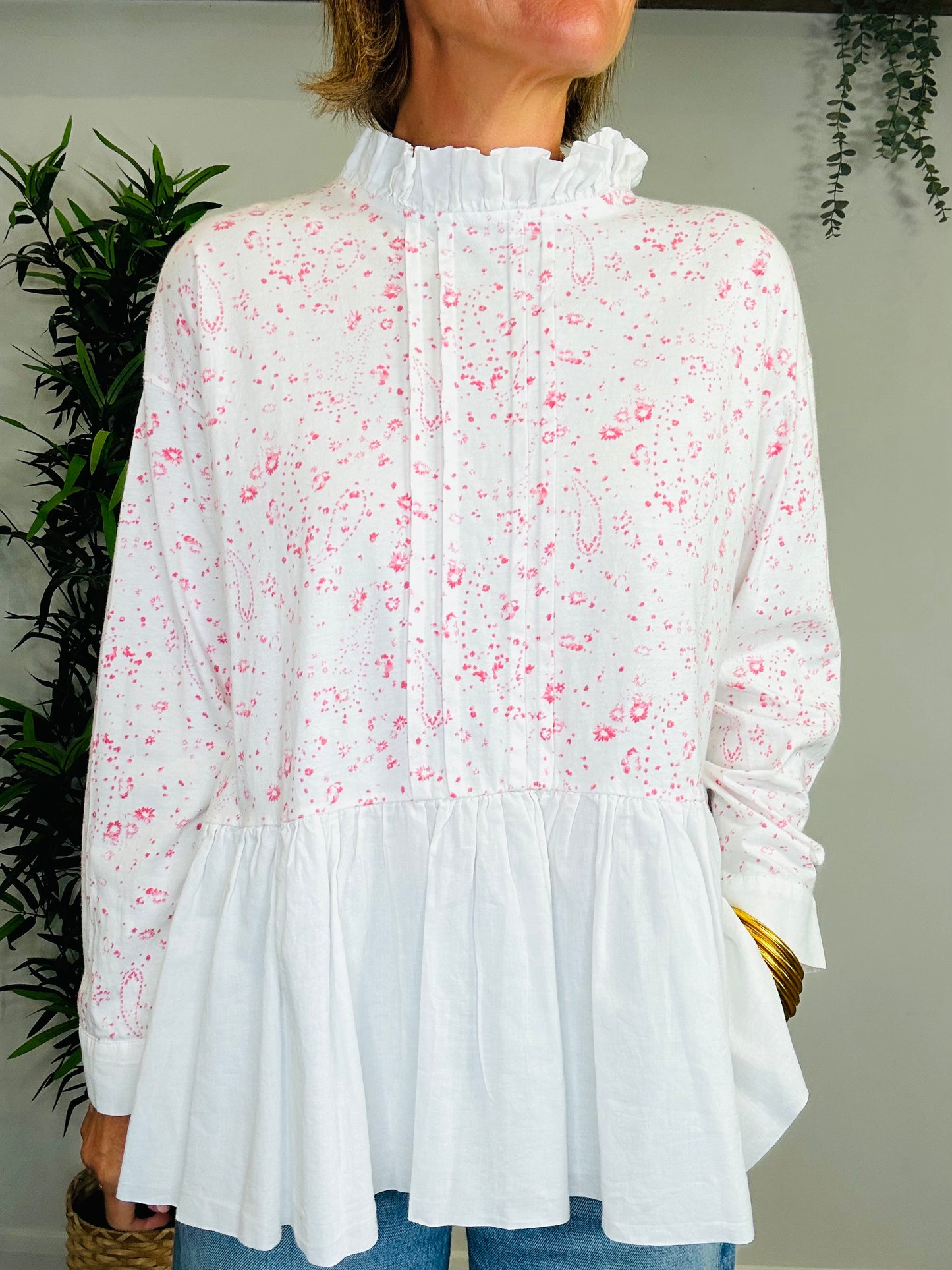 Patterned Jersey Top - Size S