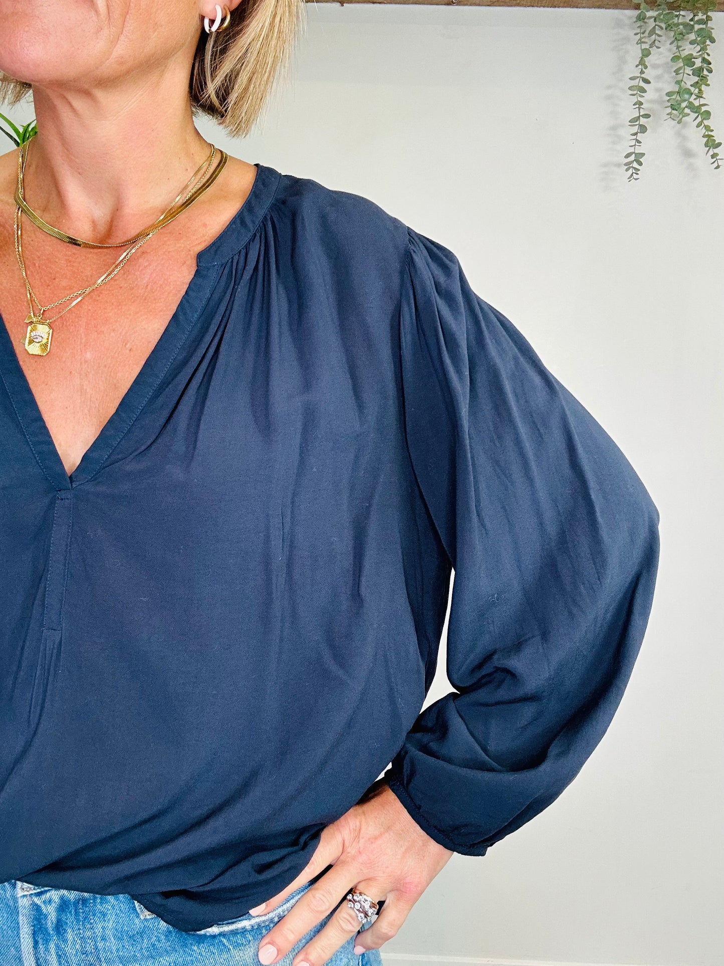 Navy Blouse - Size L