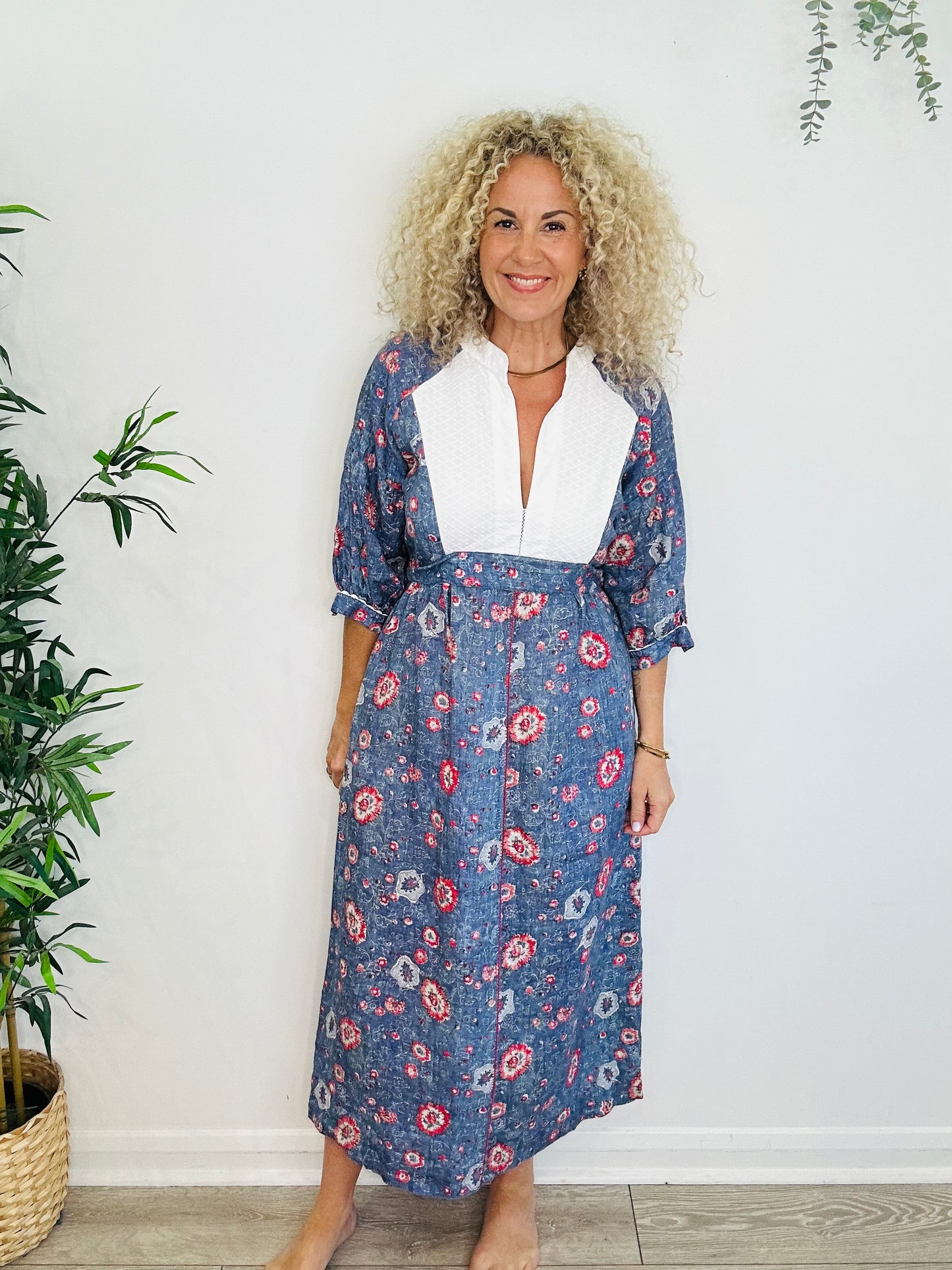 Floral Linen Dress - Size S